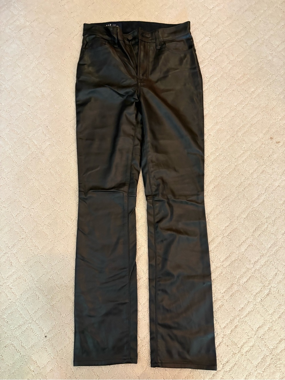 GAP Black Faux Leather Straight-Leg Pants